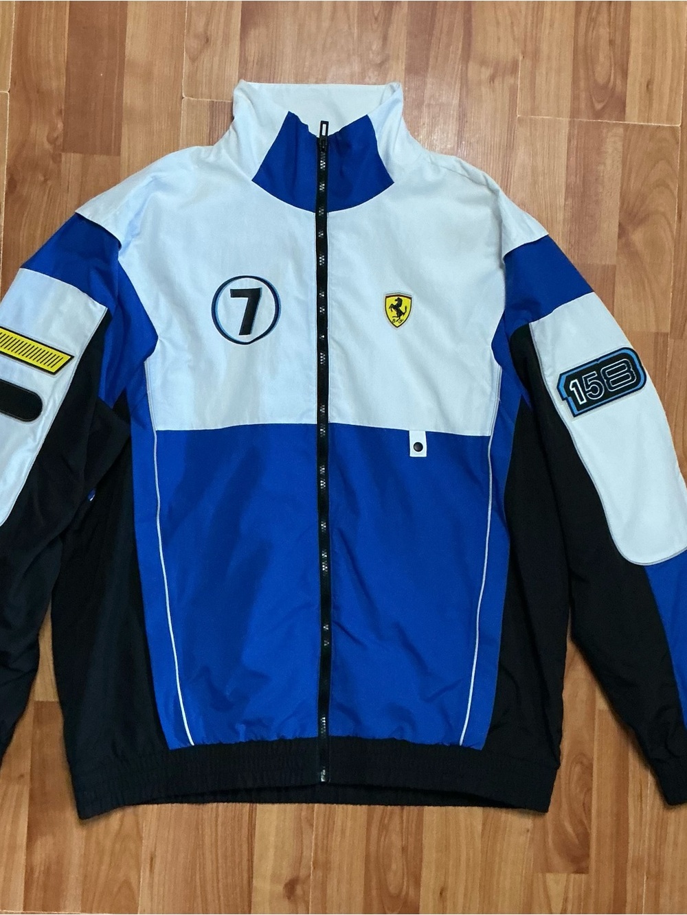 Ferrari Blue, White & Black Motorsport Windbreaker Jacket - Men's
